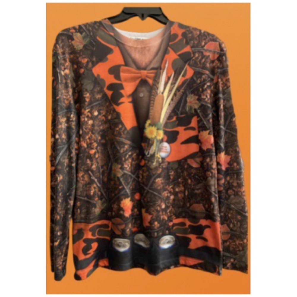 FAUX REAL Hunting Camo Long Sleeve Photo Realistic T-Shirt Sz M- New without tag